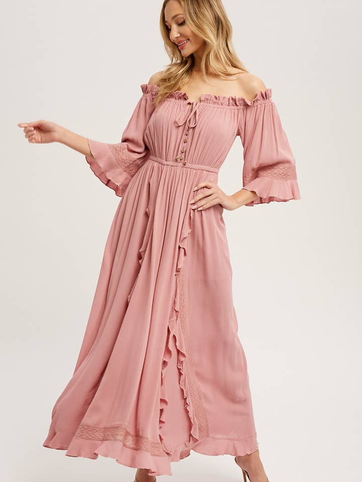 OFF SHOULDER BOHO MAXI DRESS for wholesale by Bluivy