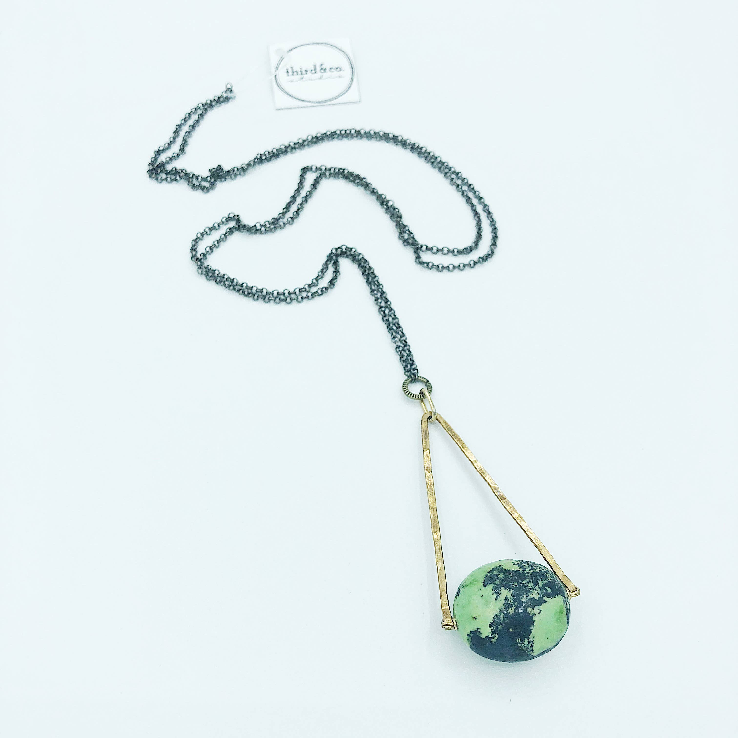 Third & Co. Studio – Colar pingente/pendente por atacado – Colar de bronze e turquesa verde12