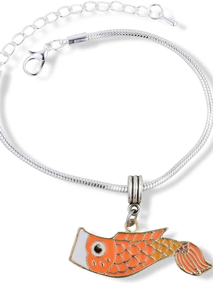 Koi Fish Jewelry | Stainless Steel Snake Chain Charm Bracelet for wholesale by Dave The Bunny