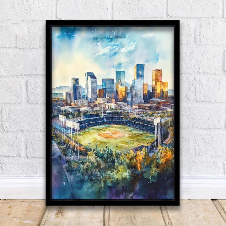 Denver Watercolor Painting Denver City Art Watercolor Landscape Denver Skyline Poster Urban Art Scenic Denver for wholesale by InkNPrintz