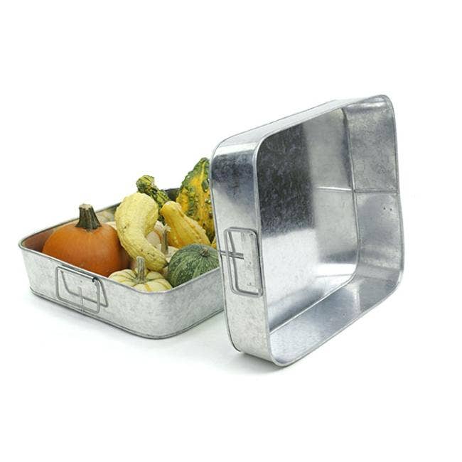 Buhi Imports - Wholesale Decorative Tray - Rectangle Galvanized Tray square side handles1