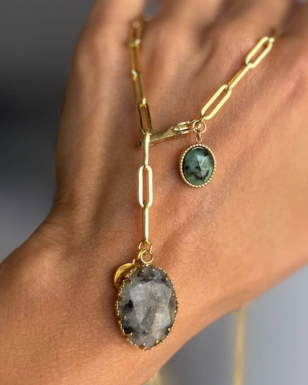 WILYMI Jewelry Co - Wholesale Pendant/Charm Necklace - Labradorite & Ruby Zoisite Necklace | 18k Gold Filled 16