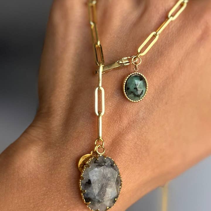WILYMI Jewelry Co - Wholesale Pendant/Charm Necklace - Labradorite & Ruby Zoisite Necklace | 18k Gold Filled 16