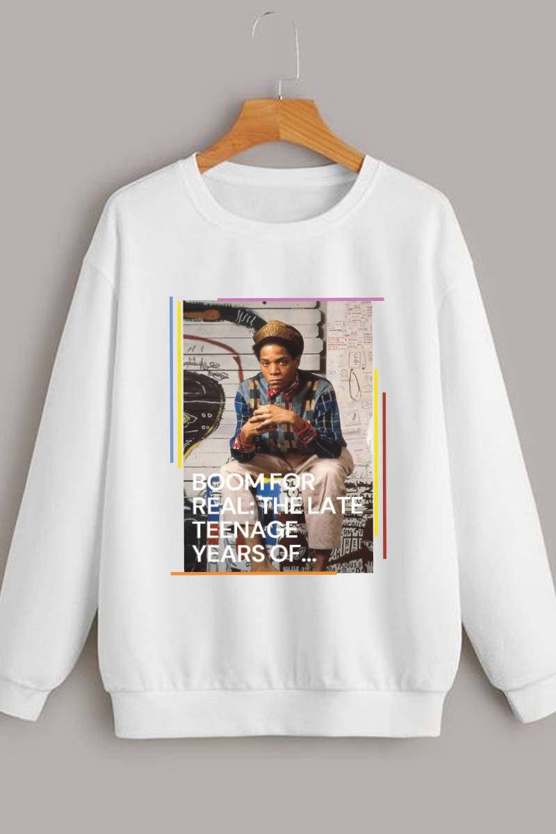 WHITE M8918-SW BASQUIAT graphic sweatshirts   for wholesale on Faire0