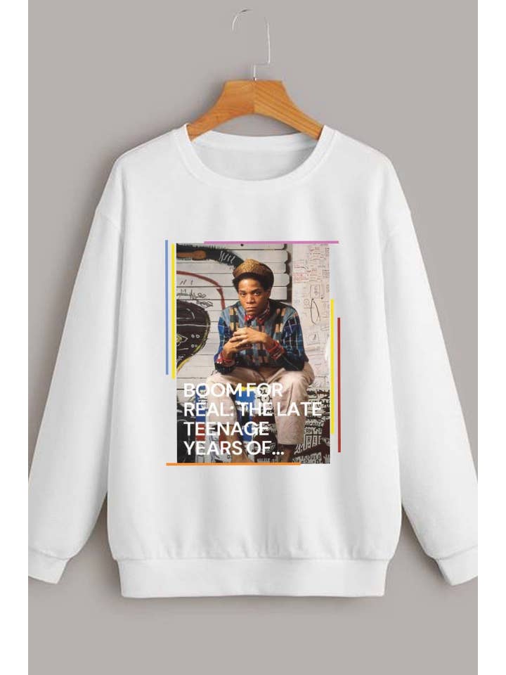 WHITE M8918-SW BASQUIAT graphic sweatshirts for wholesale on Faire