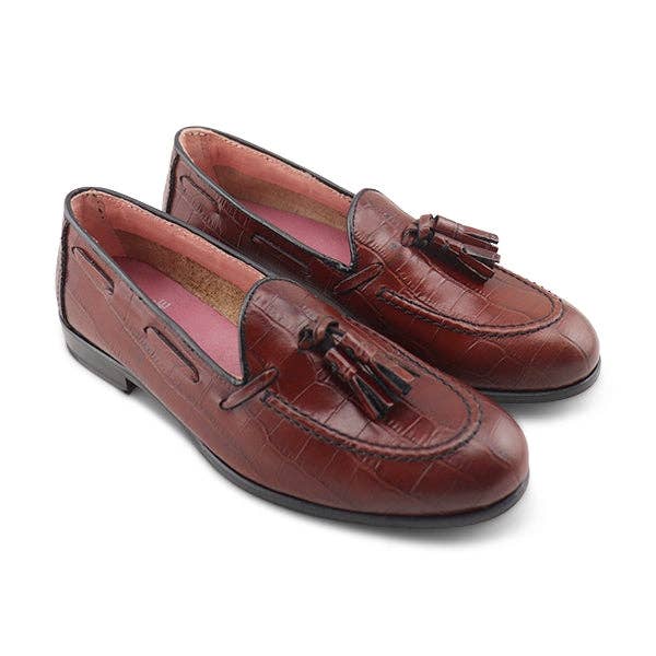 Otisopse - Wholesale Loafers - Women's - Burgundy crocodile loafers in leather1