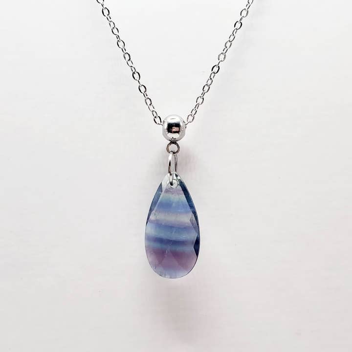 Faceted Fluorite & Stainless Necklace for wholesale by Covaly Artisan Jewelry