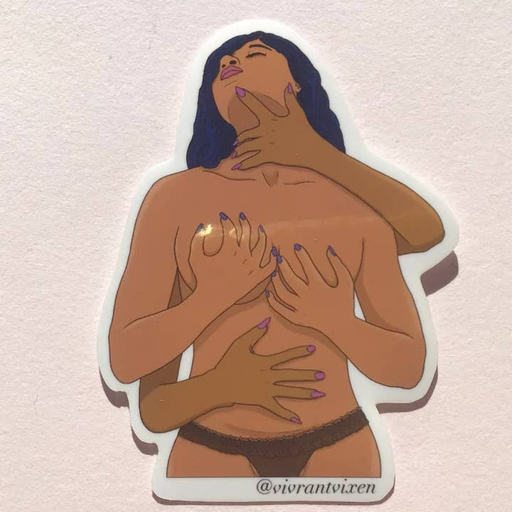 Lesbian Adult Die Cut Vinyl Sticker, Pride Sex Positive Art for wholesale by Vivrant Vixen