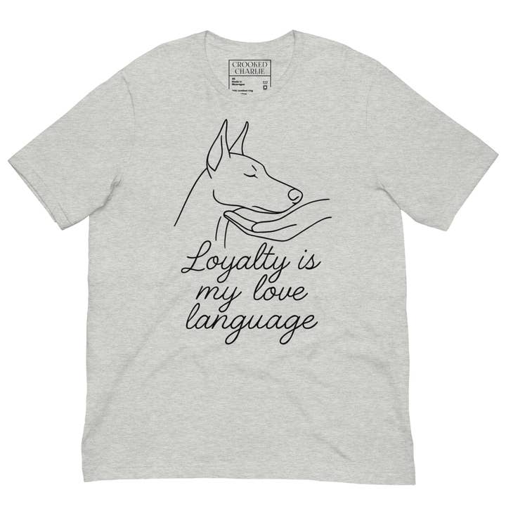 “Loyalty Is My Love Language” Line Art Unisex t-shirt for wholesale by CROOKED CHARLIE DESIGNS INC.
