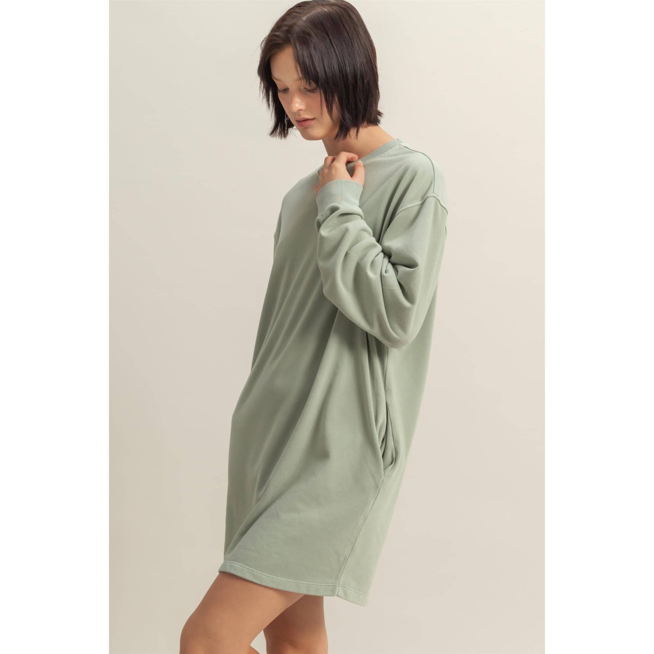 Double Zero - Wholesale Dress - Women's - Long Sleeve Oversized Mini Dress13