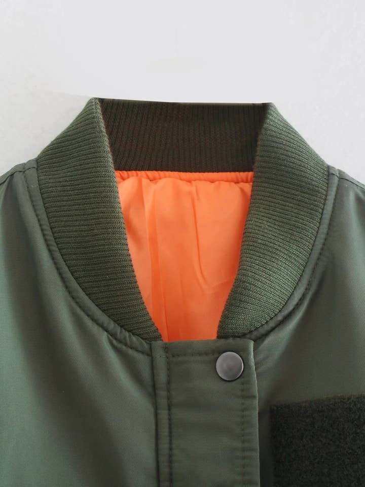 GREEN Flight jacket-style short cotton-padded jacket for wholesale on Faire4