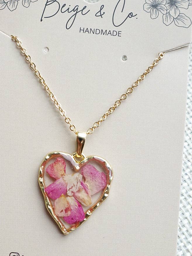 Rose Heart Necklace for wholesale by Beige & Co. Handmade