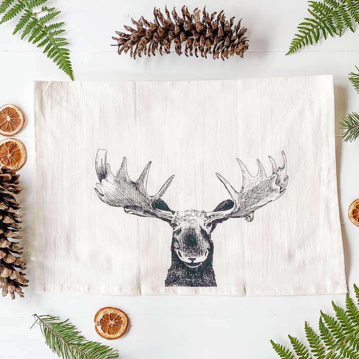 Moose Tea Towel / Christmas Tea Towel / Tea Towel for wholesale by Your Green Kitchen