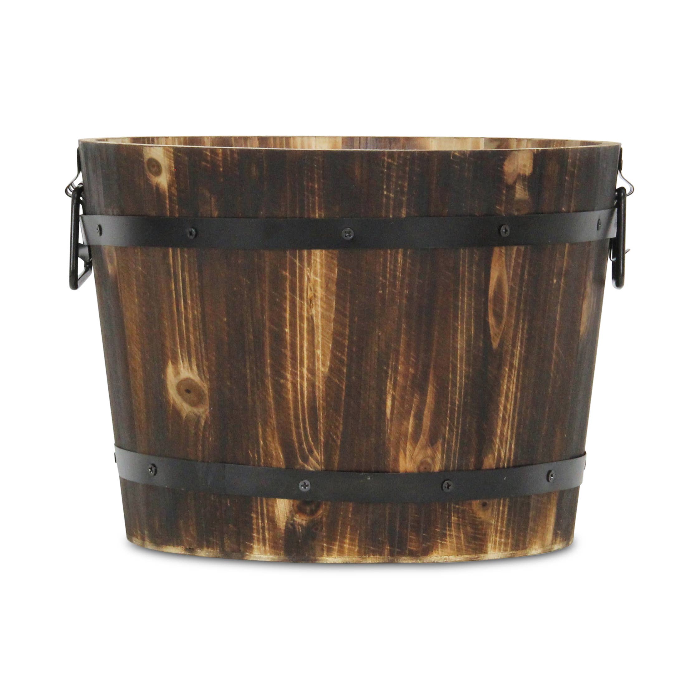 Cheungs Home Decor - Vente Pot - Seau décoratif en bois marron foncé Mariva avec accents et poignées en métal25