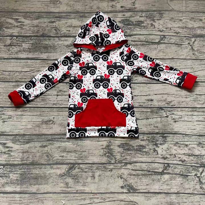 Aier Wholesale - Wholesale Hoodie - Kids - Boys tractor Valentines hoodie top