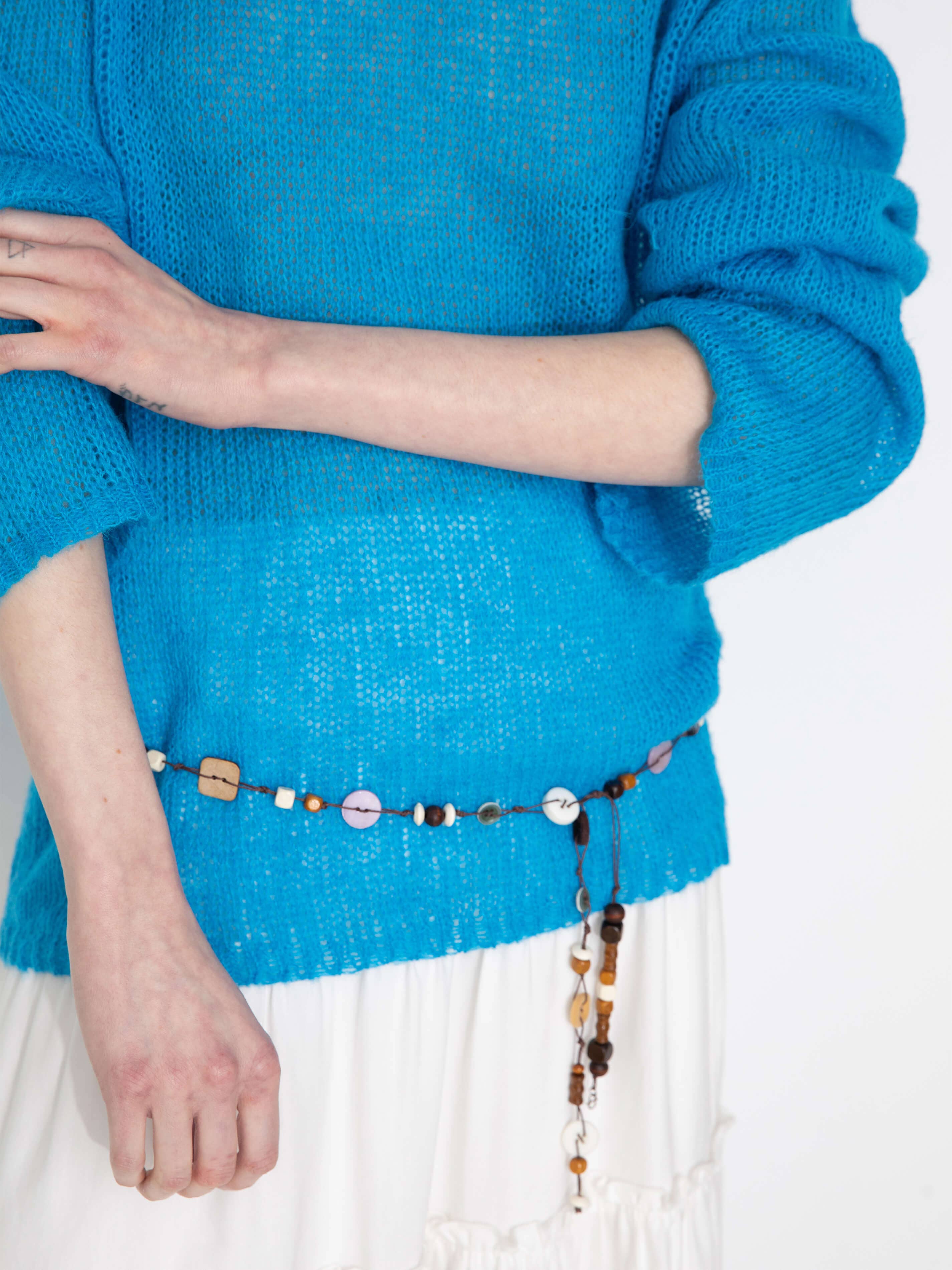 Blue Oversized Open-Knit Sweater for wholesale on Faire2