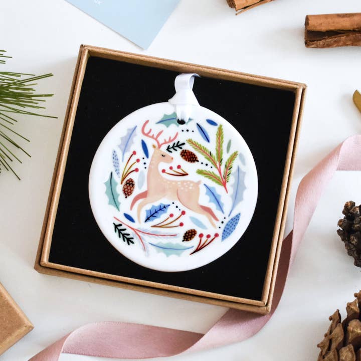 Amber Davenport Art - Wholesale Ornament - Reindeer Christmas Ornament
