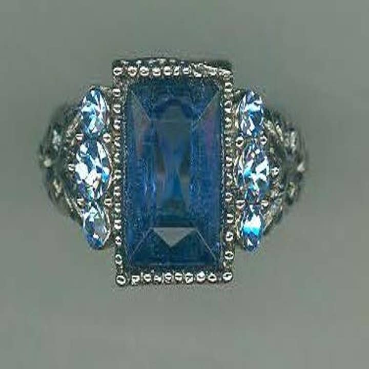 1928 Jewelry - Wholesale Cocktail/Statement Ring - 1928 Jewelry Sapphire Blue German Glass Stone & Crystal Ring2