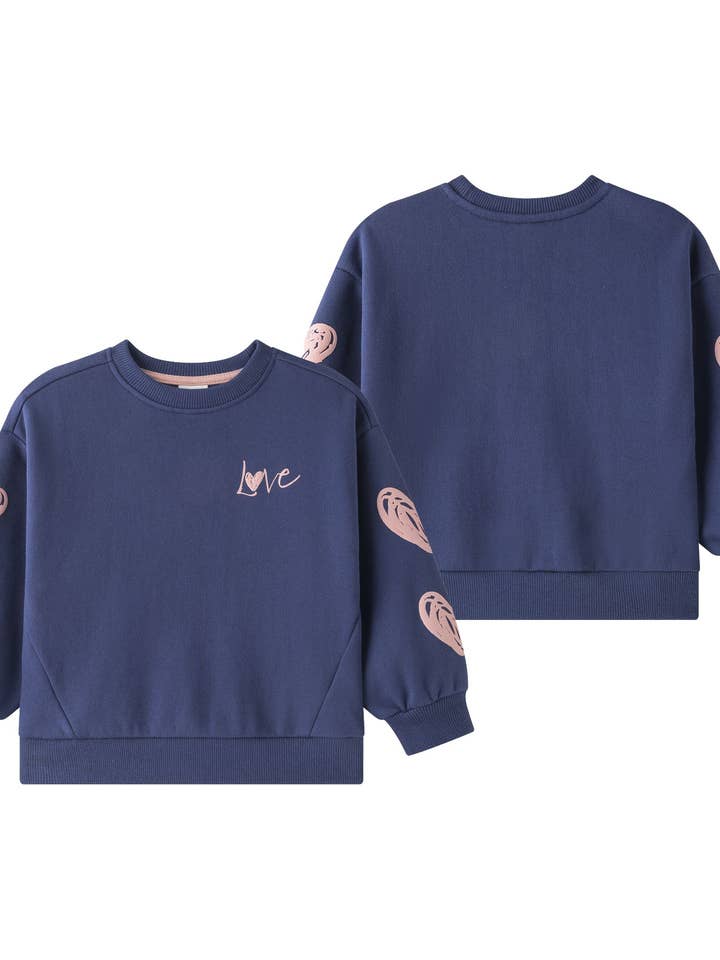 Girl's winter sweatshirt with hearts JGI65801 for wholesale by Newness Kids