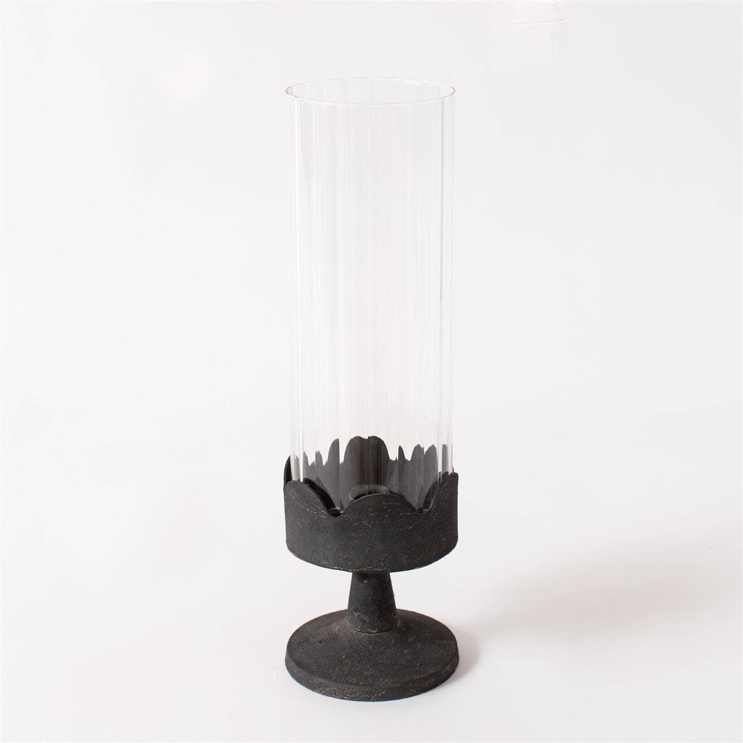 Audrey's Home & Gift - Wholesale Candle Holder - Candle Holder - Dark Pedestal Base, Glass Cylinder (Pk/02)2