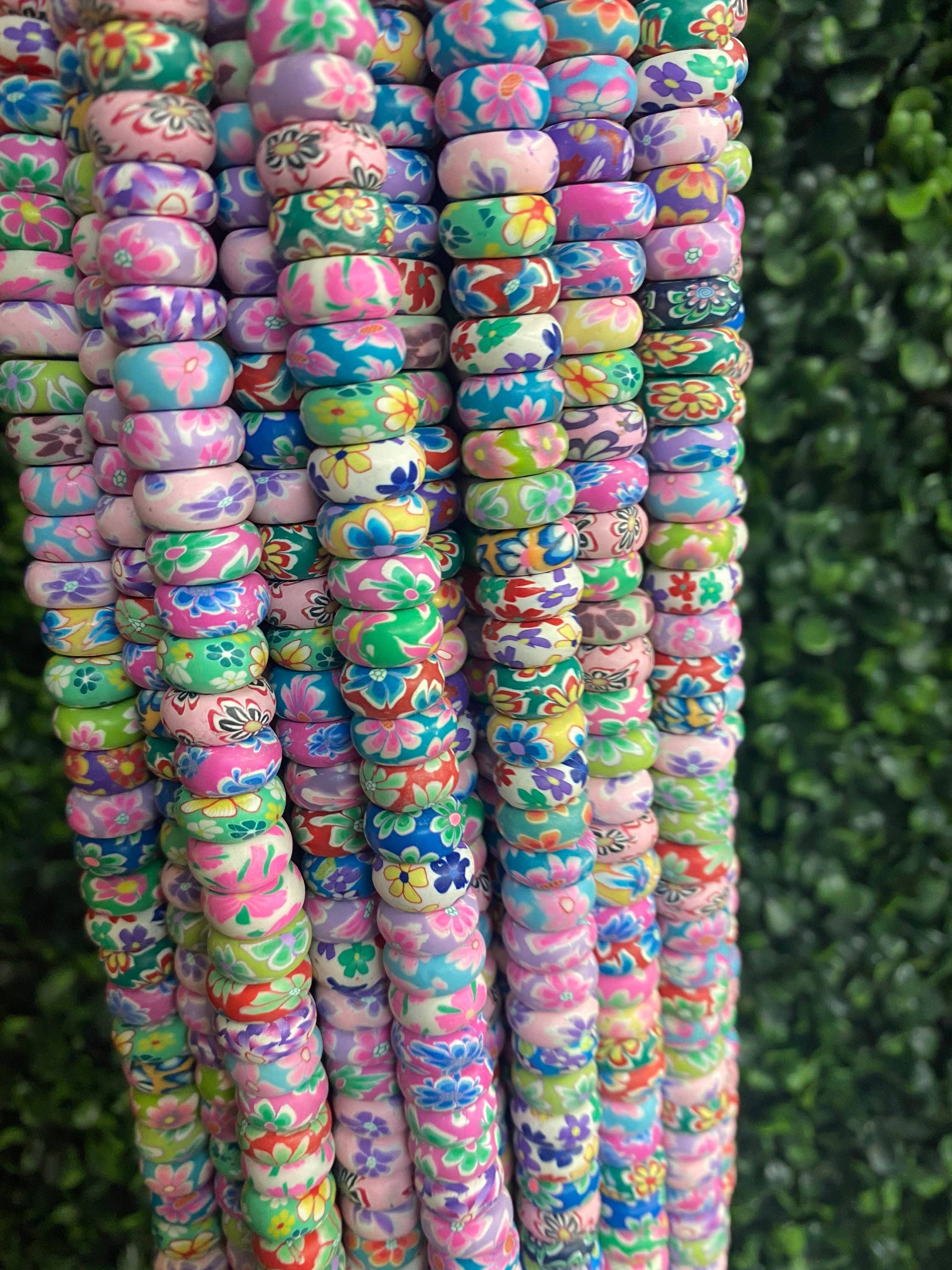 The Bead Bazaar - Wholesale Beads - Bright Flower Beads, 90's Boho Accent Rondelle Flower Beads, Colorful Strand of Flower Beads, Kids DIY Jewelry For Bracelet, Flower Accent Beads5