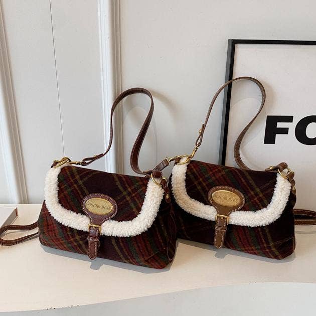 MKS America - Wholesale Crossbody Bag - Women's - Christmas tweed plush crossbody bag10