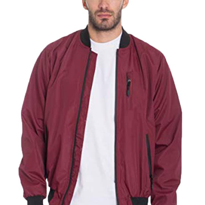 WEIV - Wholesale Bomber Jacket - Men's - Mens Vinyl Bomber Jacket - Burgundy0
