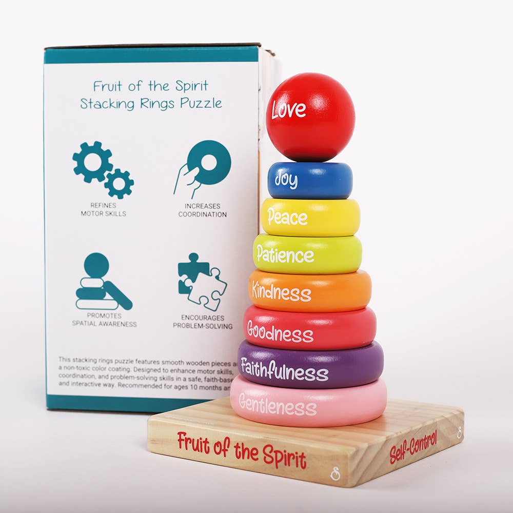 Swanson Christian Products - Wholesale Wood Toy - Kids - Wooden Puzzle - Stacking Rings - Fruit of the Spirit2
