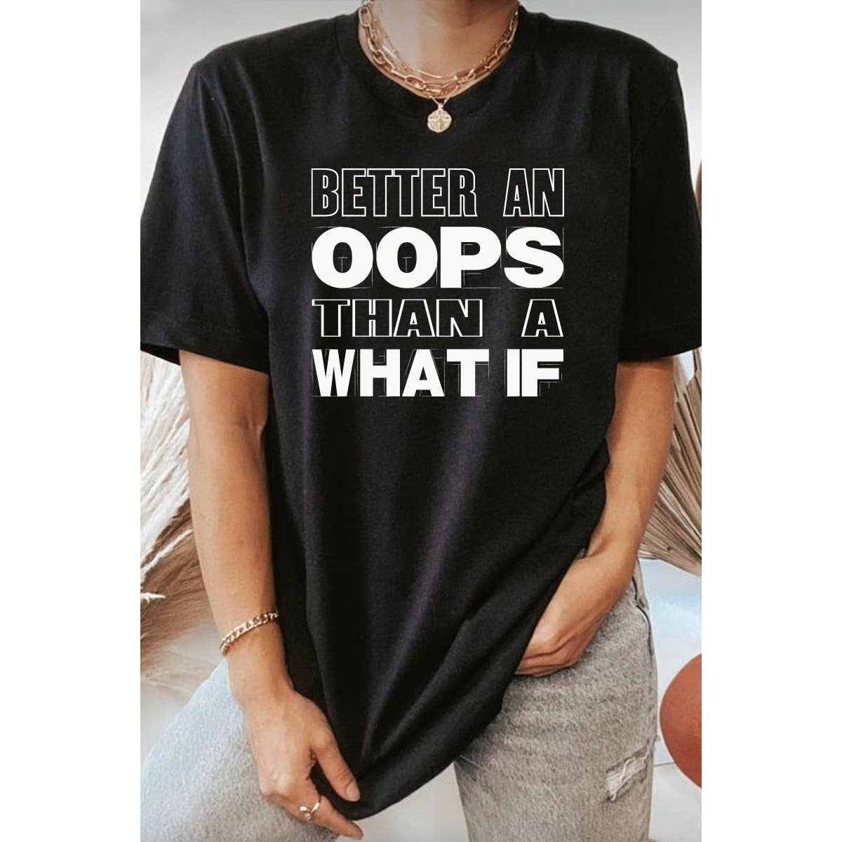 Nobrand - Venta al por mayor Camiseta serigrafiada - Mujer - Camiseta mujer OOPS GRAPHIC1