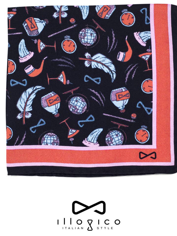 Black Silk Clutch Bag With Illogical Red Design for wholesale by Illogico