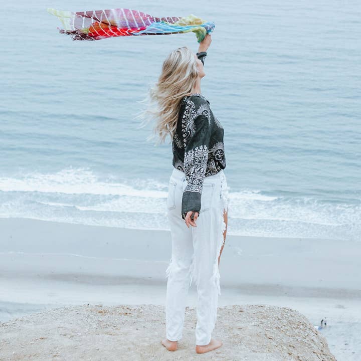 Woman Shops World - Wholesale Scarf - Women's - Shibori Chiffon Scarf, Tie Dye Silky Shawl