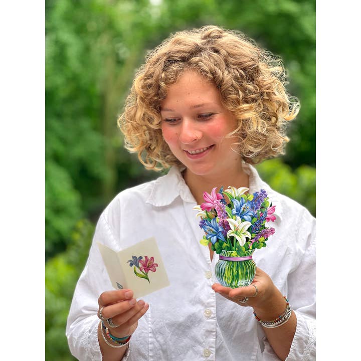 FreshCut Paper LLC - Wholesale Everyday Greeting Card - Mini Lilies & Lupines (10 Pop-up Greeting Cards)1