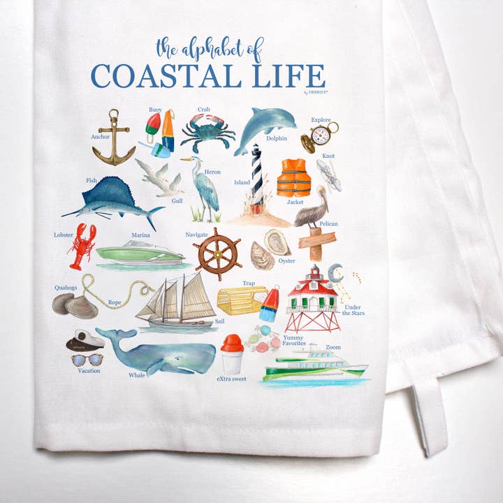 Coastal Life Alphabet Bar Towel for wholesale by Dishique