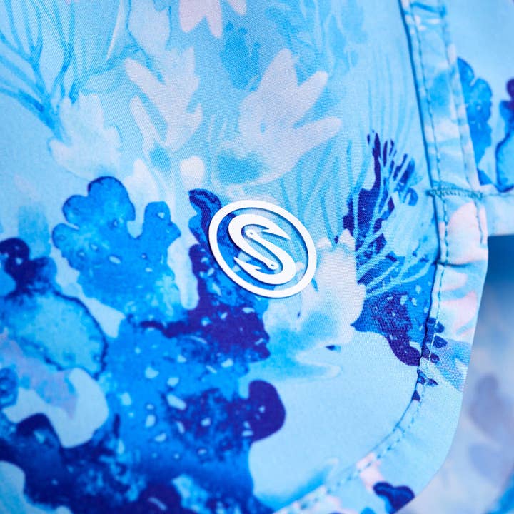 Powder Blue Coral Tropics Womens Boardshorts for wholesale on Faire3