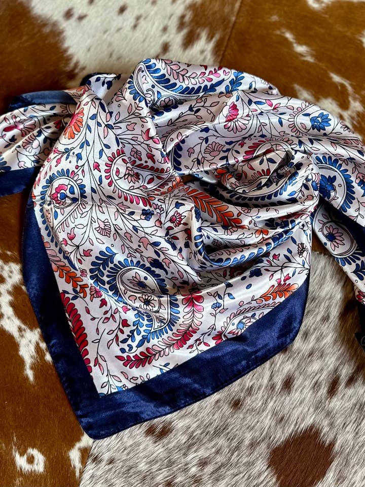 Classic Floral Paisley - Blue Border for wholesale by TC Ranchwear Llc