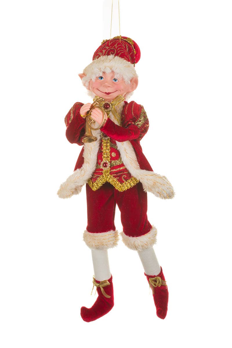 Starlight Collection - Wholesale Decorative Figurine - NEW-Red/Gold Festive Elf Figurine With Horn0