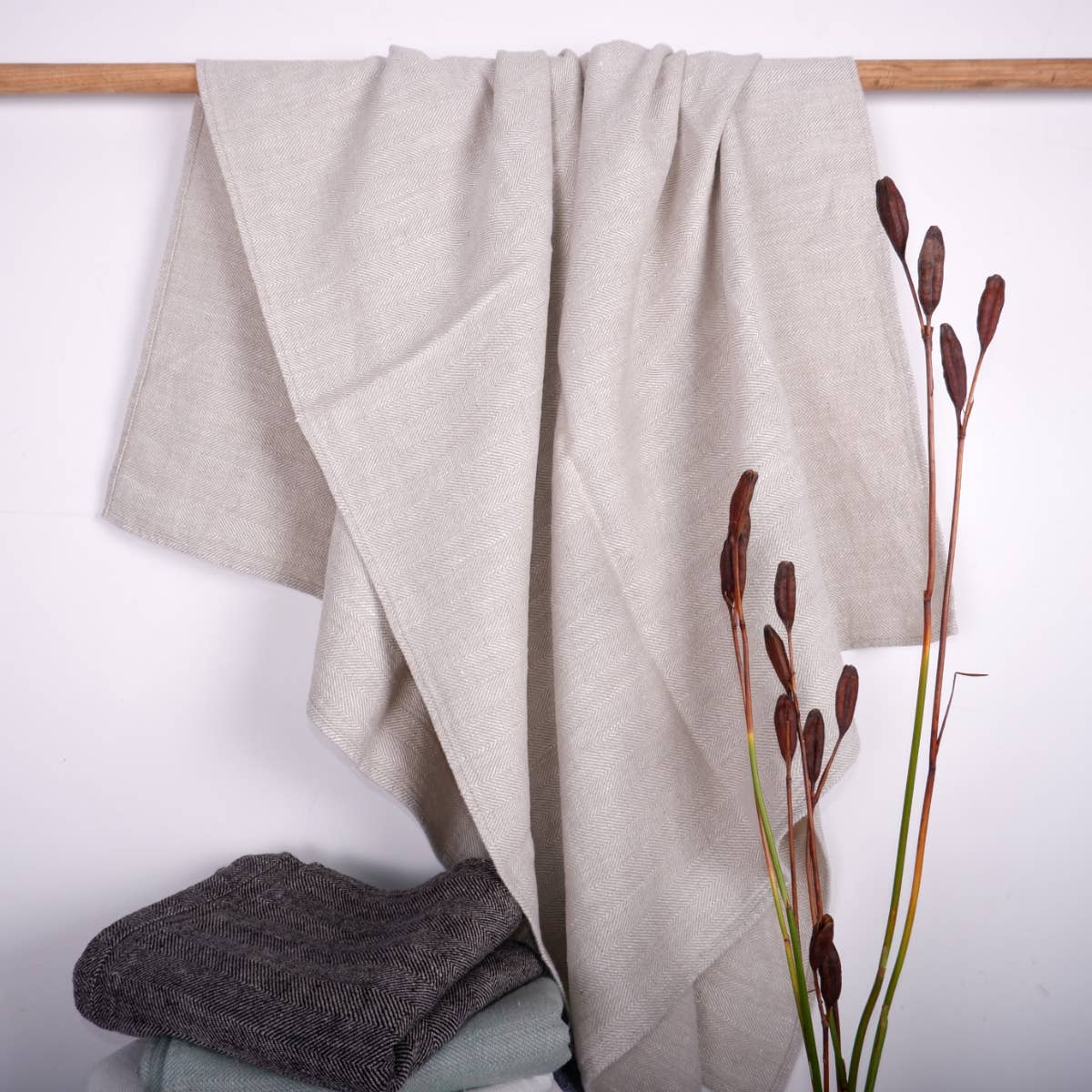NorraVilla - Wholesale Bath Towel - Herringbone Linen Towel - Mint1