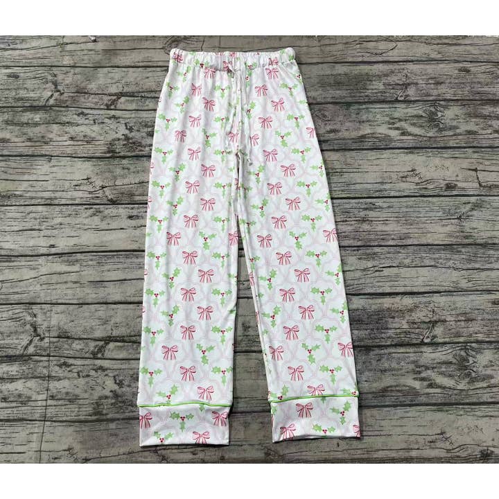 Aier Wholesale - Wholesale Sleepwear Bottom - Women's - Adult Women Christmas Bows Holly Bottom Pants Pajamas1