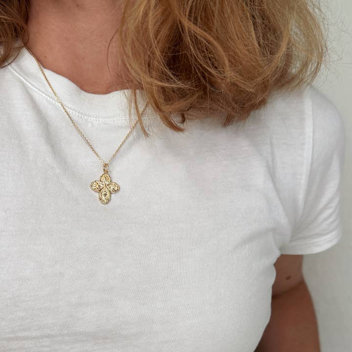 GoldFi – wholesale Individuell berlock/hänge – 18k guld fylld katolsk fyrvägs kors hänge