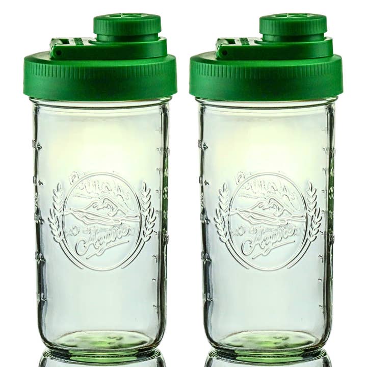 Pint & Half Jar with Tractor Green Pouring Lid – Functional & Stylish Storage With Wide Mouth Azure Standard Mason Jar 24 Ounce 2 Pack (Copy) for wholesale by Brewing America
