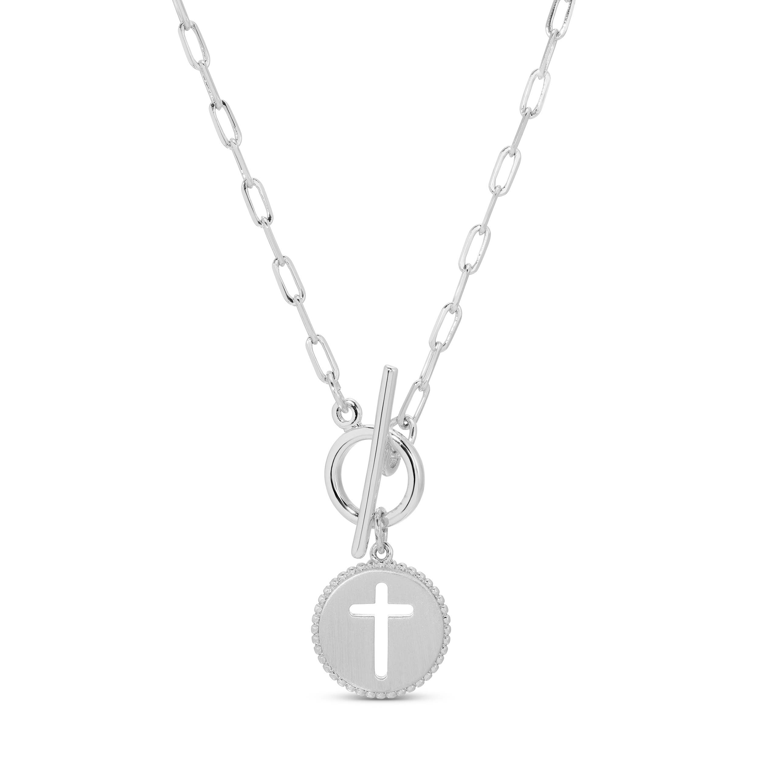 Splendid Iris - Wholesale Pendant/Charm Necklace - Cross Paperclip Toggle Necklace1