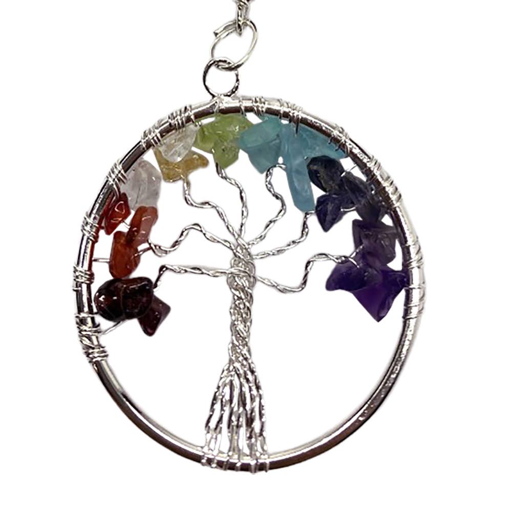 VIE – wholesale Keychain – Unisex – Mixed Gemstone 7 Chakra Tree of Life Keychain, 15x3cm1