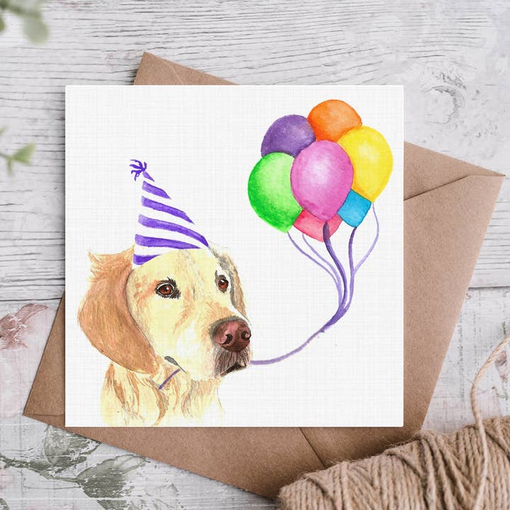 Golden Retriever Birthday Day Card for wholesale by Cloud Jellybean Art