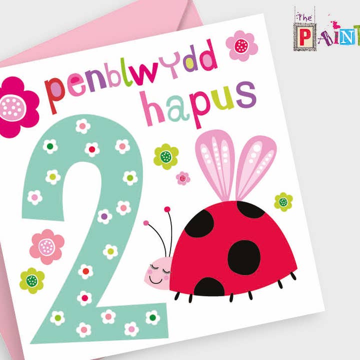 Joyeux Anniversaire 2 Fille - Cartes d'anniversaire galloises x6 pour la vente par The Paintbox