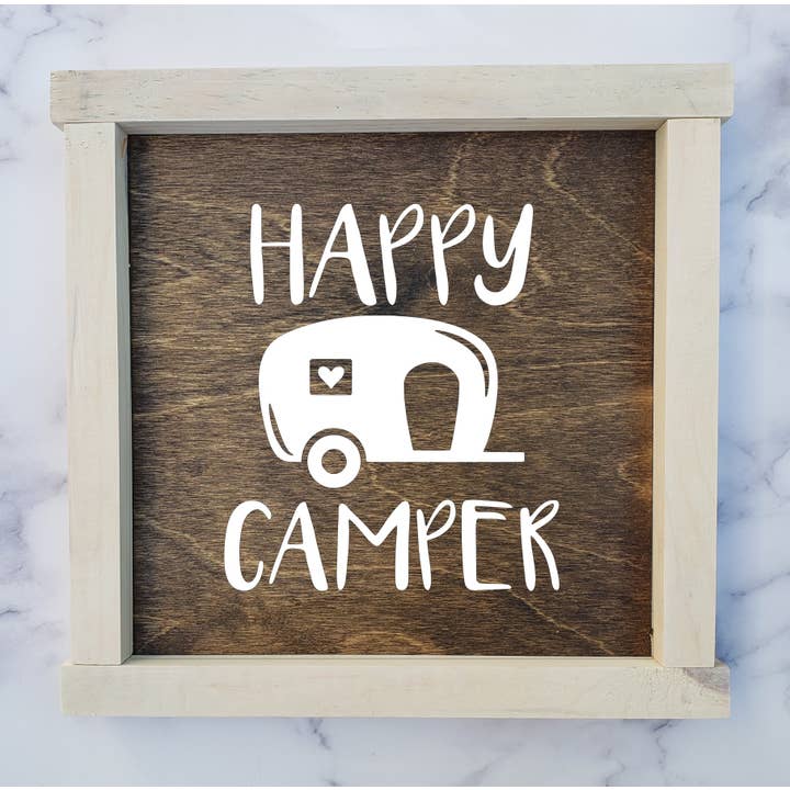 Happy Camper Wood Sign for wholesale by Bear Hill Custom Creations
