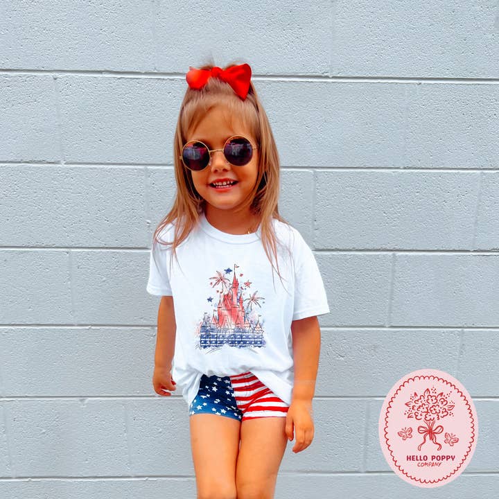 Slot Fyrværkeri 4. juli Ungdoms Bomulds Jersey T-shirt for engroshandel hos Hello Poppy Company