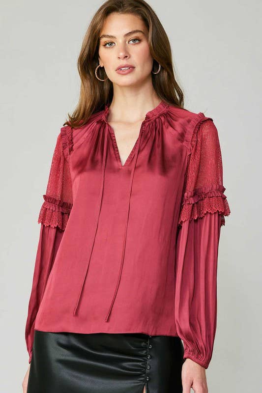 Current Air – Engroshandel Bluse - Dame – Bluse med blondeærmer og flæsedetaljer12