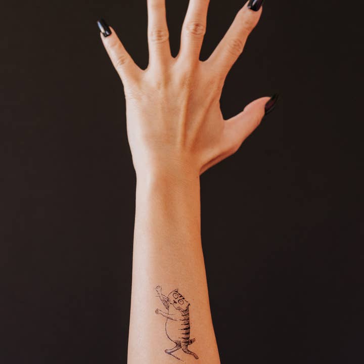 Tattly - Wholesale Temporary Tattoo - Foss the Cat Tattoo Pair EG2