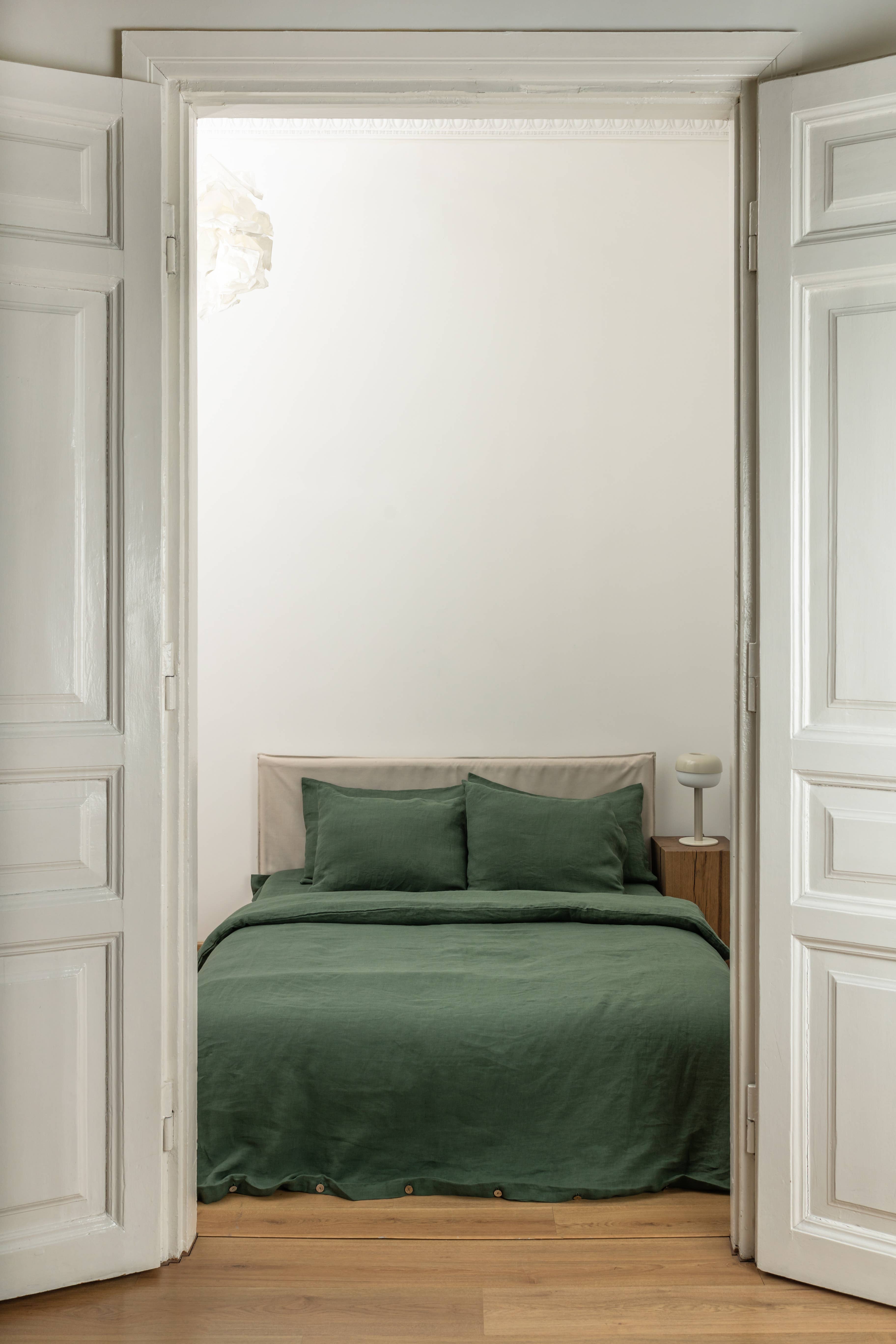 Linen Spells - Vendita all'ingrosso Set di lenzuola - Set di biancheria da letto in lino verde foresta (1 DC+2 federe)7