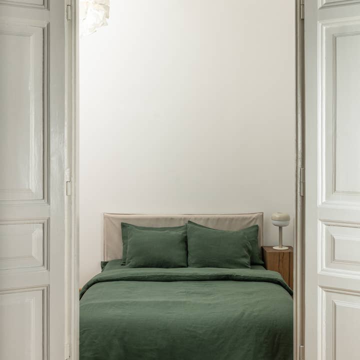 Linen Spells - Wholesale Bedding set - Linen Bedding Set In Forest Green (1 DC+2 Pillowcases)7